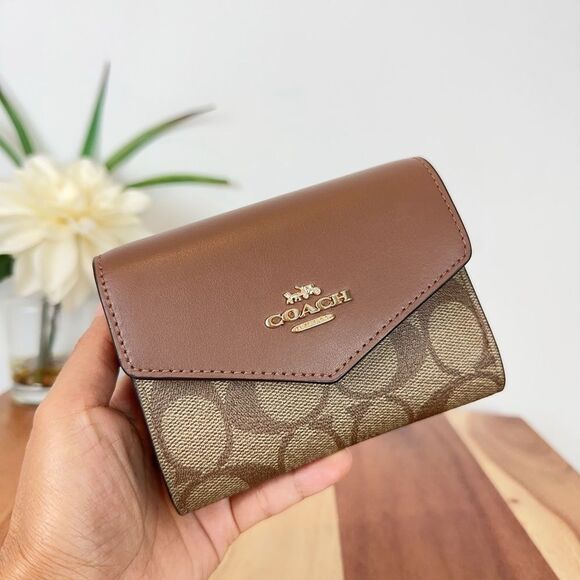 NWT Coach Mini Envelope Wallet With Strap In Signature Canvas - Picture 5 of 8